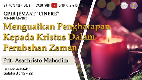 Live Ibadah Minggu Advent I Minggu 27 November 2022 YouTube