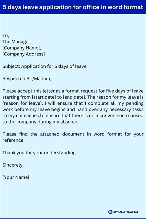 (7+ Samples) 5 days Leave Application for Office