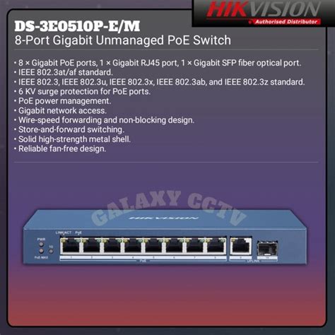 Jual Ds E P E M Hikvision Switch Hub Poe Port Gigabit Port Sfp Di