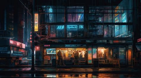 Ciudad Cyberpunk Bajo La Lluvia Fondos De Pantalla Foto Premium