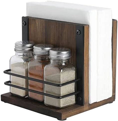 Amazon Mygift Rustic Burnt Solid Wood All In One Napkin Holder And