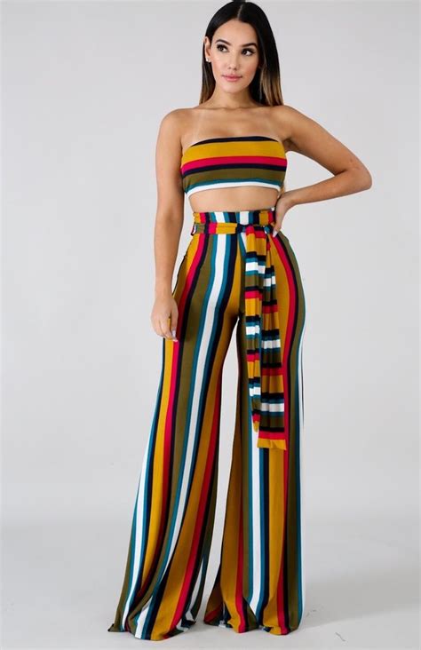 This High Waist Palazzo Pants Set Features A Stretch Fabric Wide Palazzo Bottoms Very High