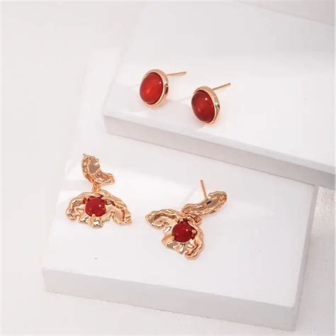 Aimee Red Agate Crystal Stud Earringsdefault Title In Crystal