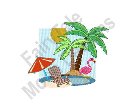 Summer Beach Machine Embroidery Design Exotic Vacation Etsy