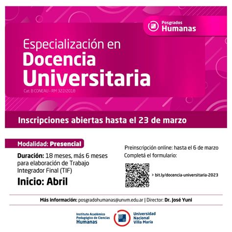 Inscripciones abiertas para la Especialización en Docencia