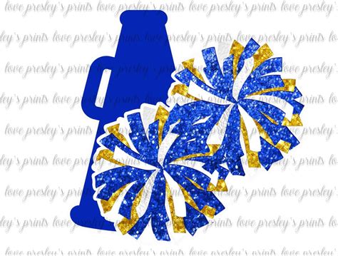 Yellow Blue Cheer Png Pom Poms Megaphone Png Cheer Etsy