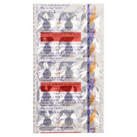 Sanofi Furosemide Mg Lasix Mg Tablet Treatment Used In Blood