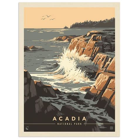 Vinyl Sticker Acadia National Park Maine Breakers Vintage Style Us