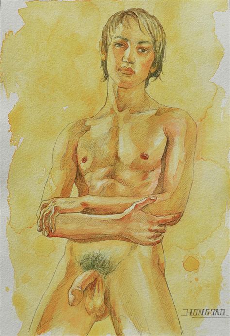 Watercolour Male Nude Painting By Hongtao Huang Fine Art America