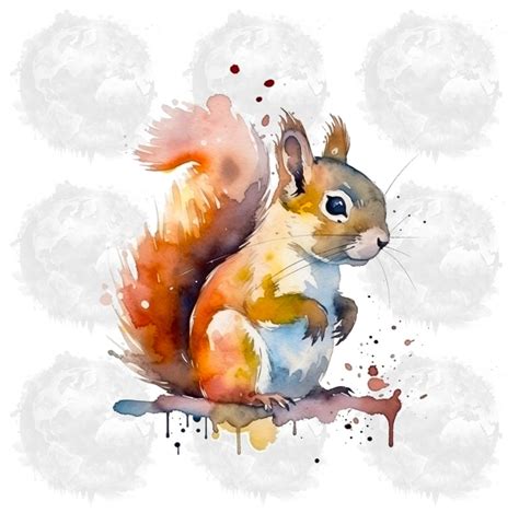 Squirrel Art Watercolor Squirrel Clipart Watercolor - Etsy