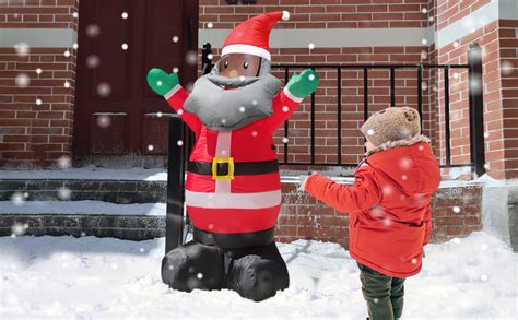 Turnmeon 4 Ft Christmas Inflatable Black Santa Claus Black