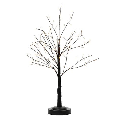 Arbre Lumineux Piles Led H Cm Bouleau Black Blanc Chaud