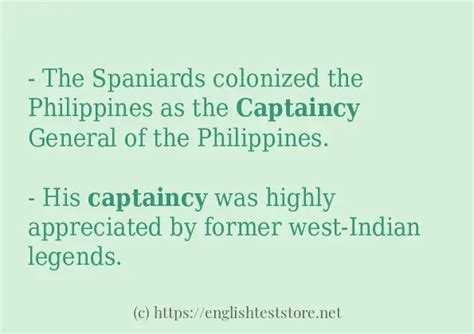 "captaincy" how to use in sentences - EnglishTestStore Blog