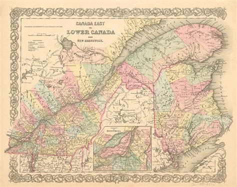 J H Colton S Map Of Canada East Or Lower Canada And New Brunswick