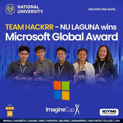 Team Hackrr Nu Laguna Wins Microsoft Global Award National University