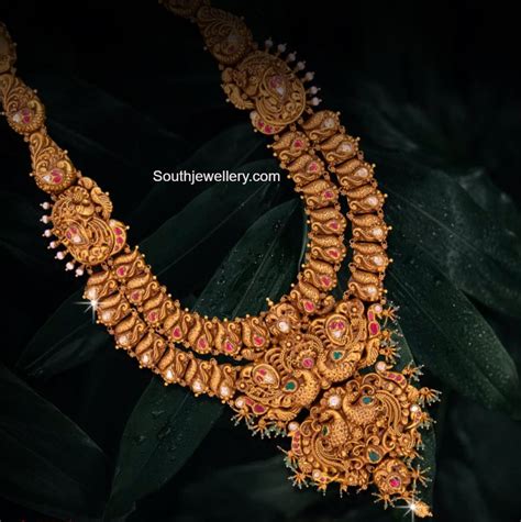 Antique Gold Peacock Nakshi Haram Indian Jewellery Designs