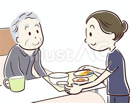 配膳する看護師さんイラスト No 23063538／無料イラストフリー素材なら「イラストac」