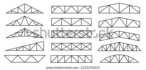 Set Roof Metal Trusses Constructions Icons Stock Vector Royalty Free