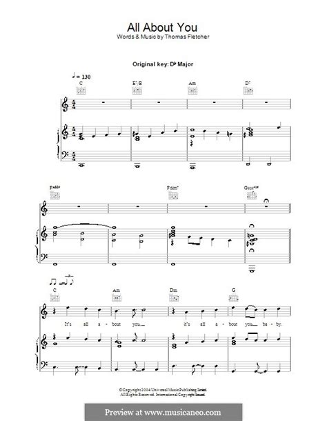 All About You (McFly) by T. Fletcher - sheet music on MusicaNeo