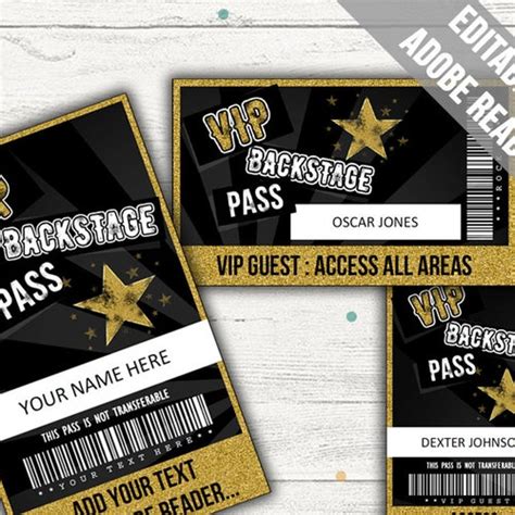 Rockstar Party Vip Passes Rockstar Party Backstage Pass Etsy Uk