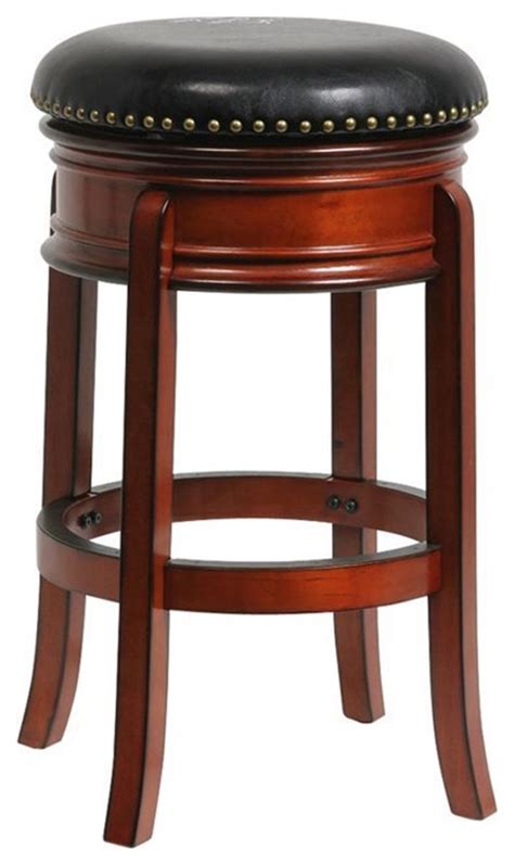 Bowery Hill 30 Contemporary Wood Swivel Bar Stool In Black Brandy