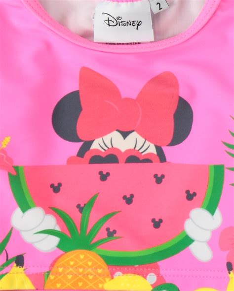 Riachuelo Biqu Ni Infantil Blusa Cropped E Calcinha Minnie Rosa Neon