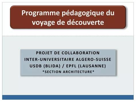 Ppt Programme P Dagogique Du Voyage De D Couverte Powerpoint