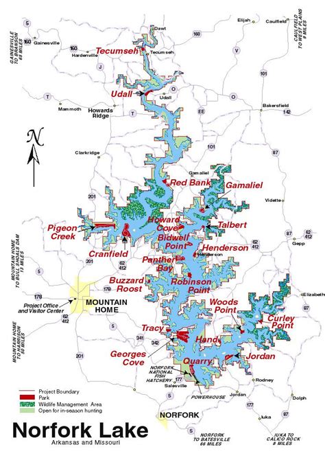 Lake Norfork Lake Map Arkansas Ozark Mountains Near Mountain Home