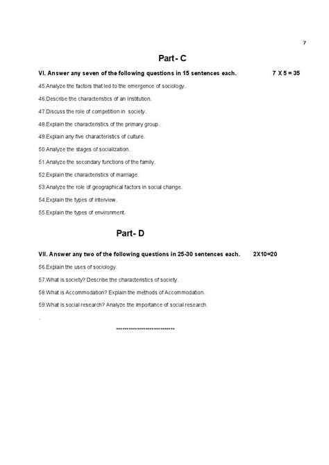 Karnataka 1st PUC Sociology Model Question Paper 2023 PDF