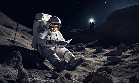 Premium AI Image | An astronaut sitting on the surface of the moon