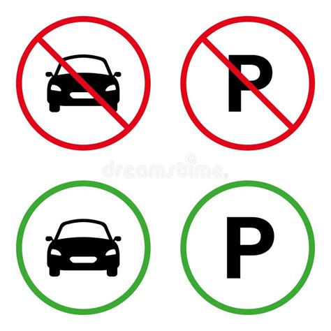 Forbid Parking Car Silhouette Pictogram. Park Vehicle Transport Allowed Road Green Sign Stock ...