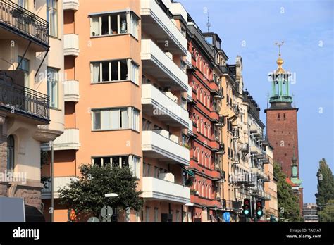 Norr Malastrand Street At Kungsholmen Island Stockholm Sweden Stock