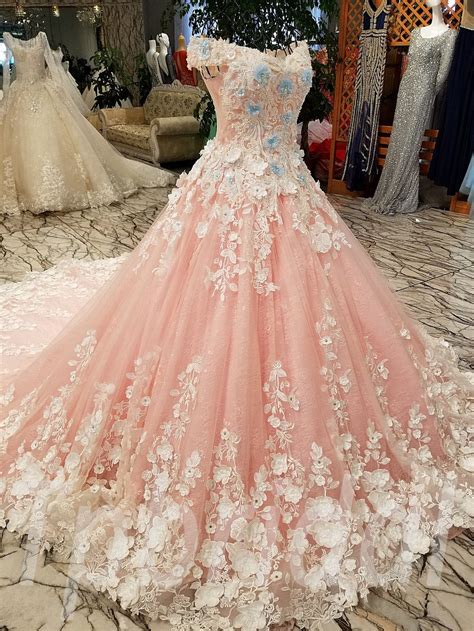 Pink Bridal Gown Gorgeous Hand Made Ball Gown Prom Dress • Tpbridal