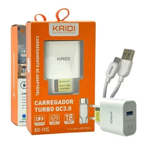 Carregador Micro Usb V8 Kaidi Original Turbo Cabo Fonte MercadoLivre