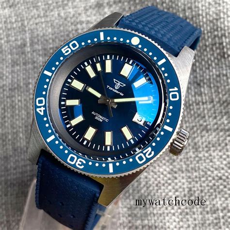 Tandorio Reloj Automático para hombre pulsera con esfera azul 41mm