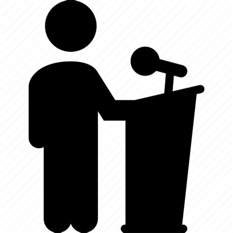 Leader Man Microphone Person Podium Speaker Speech Icon