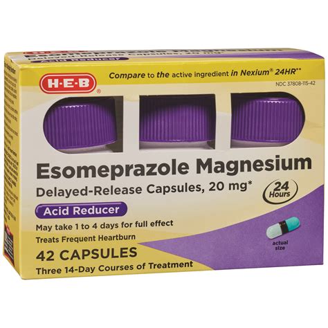 H E B Esomeprazole Magnesium 20 Mg Capsules Shop Digestion And Nausea