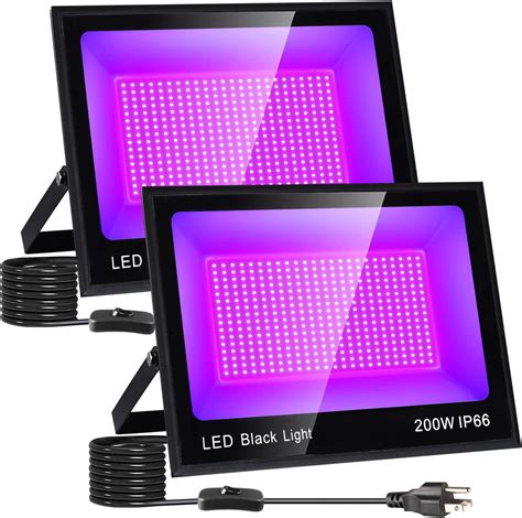 XYCN 2 Pack 400W LED Black Lights Outdoor 395nm To 410nm Flood