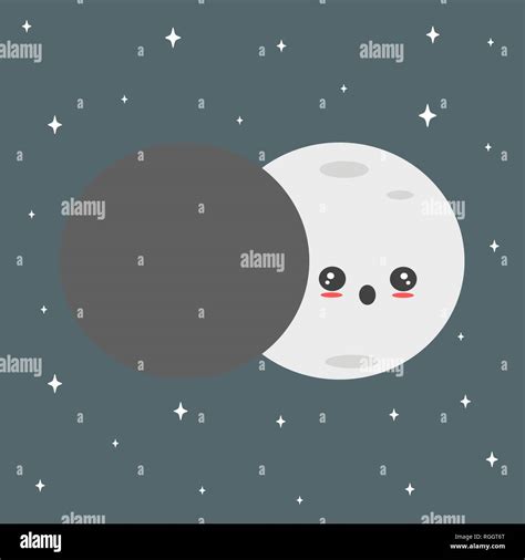 cute cartoon vector lunar eclipse concept illustration Stock Vector ...