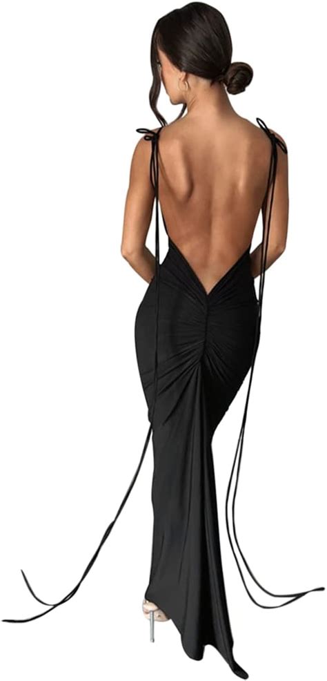 Abyovrt Women Sexy Backless Dress Bodycon Sleeveless Open