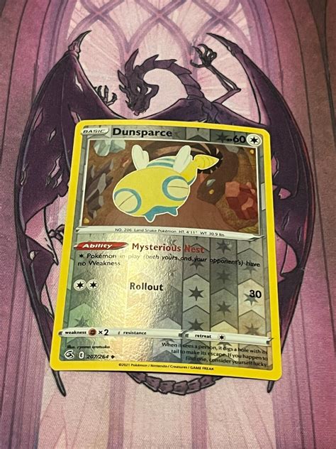 Dunsparce 207 264 Fusion Strike Pokemon Reverse Holo Foil Nice EBay