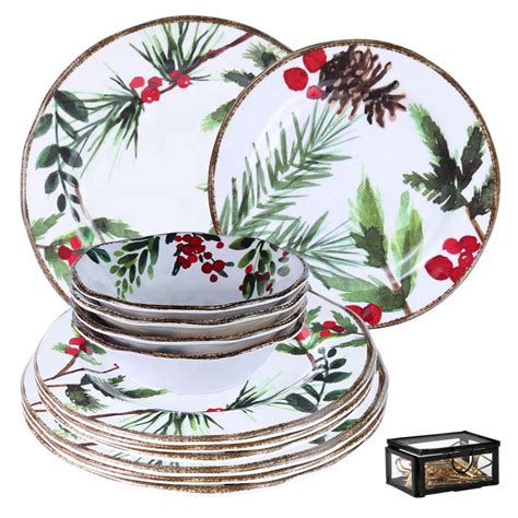 Christmas Melamine Dinnerware Sets Holiday Plates Dishes Sets 11 ...