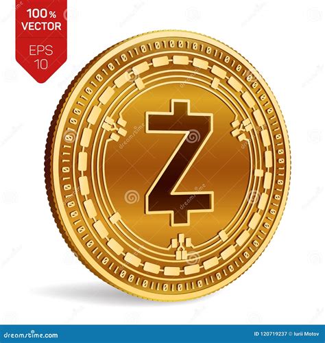 Zcash ZEC Isometric Token Symbol In Digital Circle On Blue Background