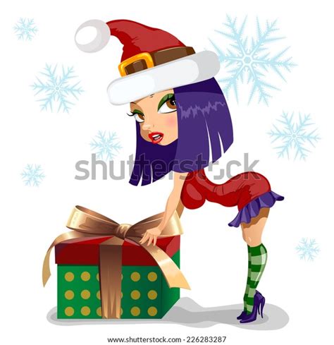 Sexy Christmas Girl Elf Vector Illustration Stock Vector Royalty Free