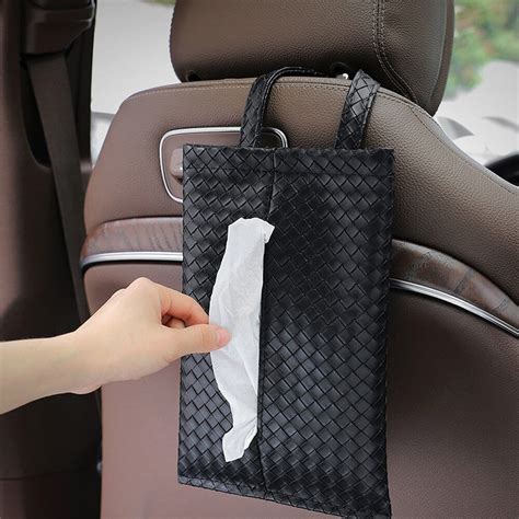 Pu Leather Car Tissue Box Holder Auto Seat Back Hanging Napkin Storage