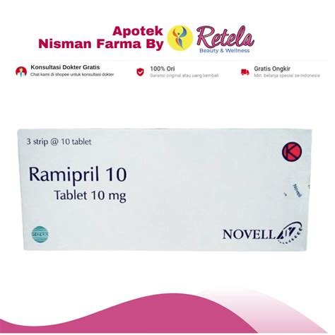 Jual Ramipril 10mg 1 Strip Isi 10 Tablet Gen Nov Shopee Indonesia