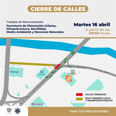 Cierre vial en la intersección del bulevar General Agustín Olachea y