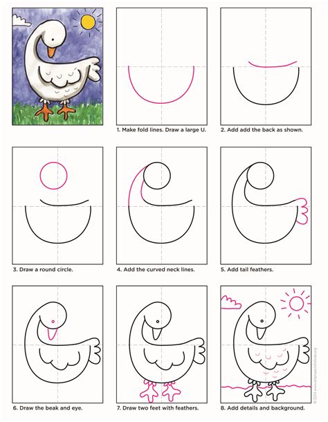 Easy How To Draw A Goose Tutorial And Goose Coloring Page Drawing For