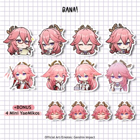 Jual Stiker Genshin Impact YAE MIKO SATU PAKET Sticker Vinyl Waterproof