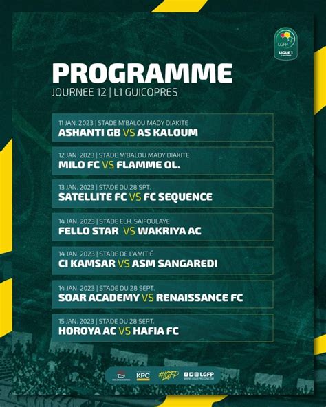 Ligue Guicopres J Le Programme Complet Avec Le Choc Horoya Ac